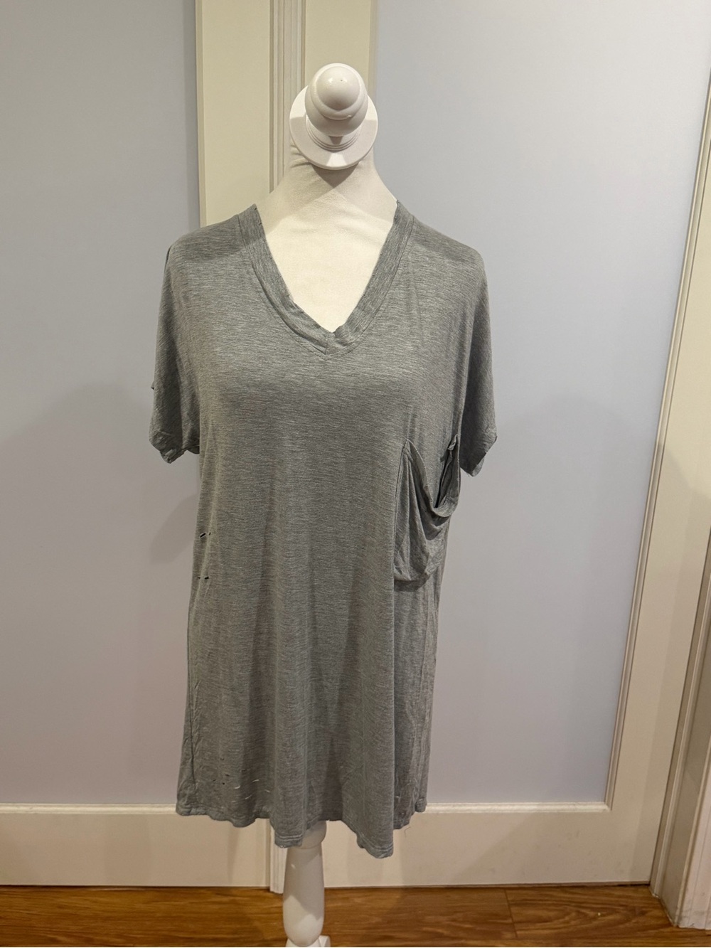 POL Light Gray V-Neck Tunic with Pocket